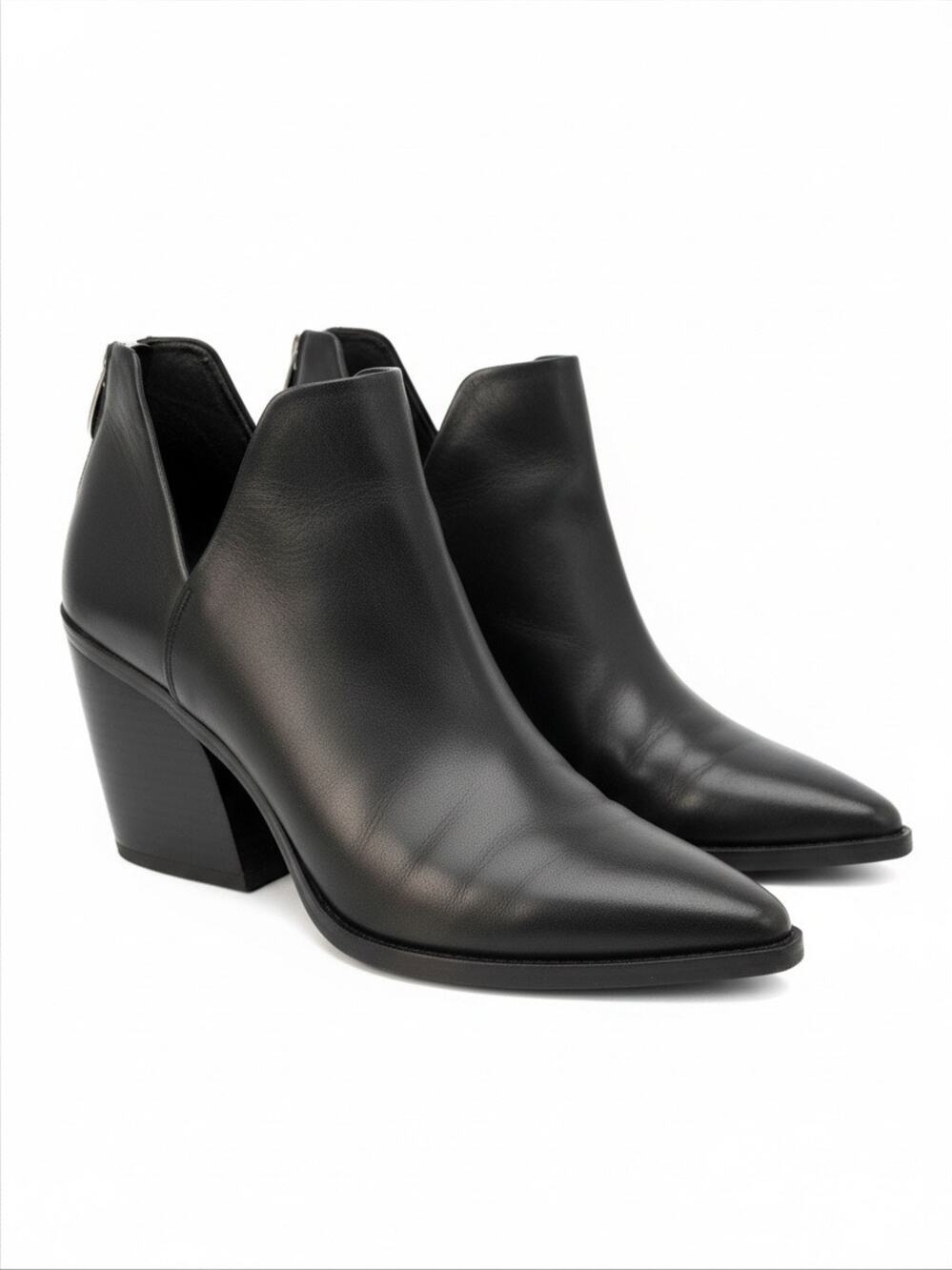 Steve Madden Alyse Women Black Leather Block Heel Ankle Booties Size 10M